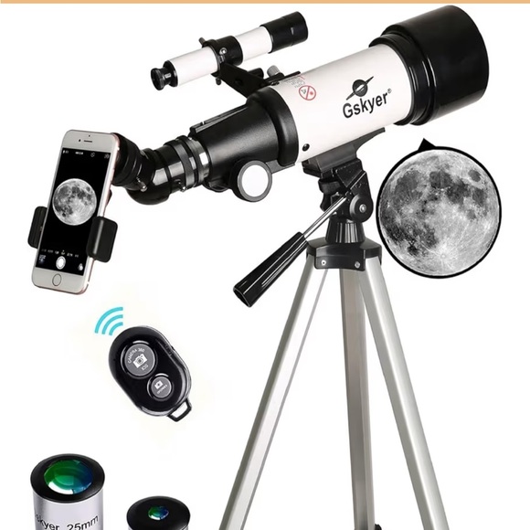 Other - Black & Silver Telescope Kit with 25mm & 10mm Eyepieces and Smartphone Adapter